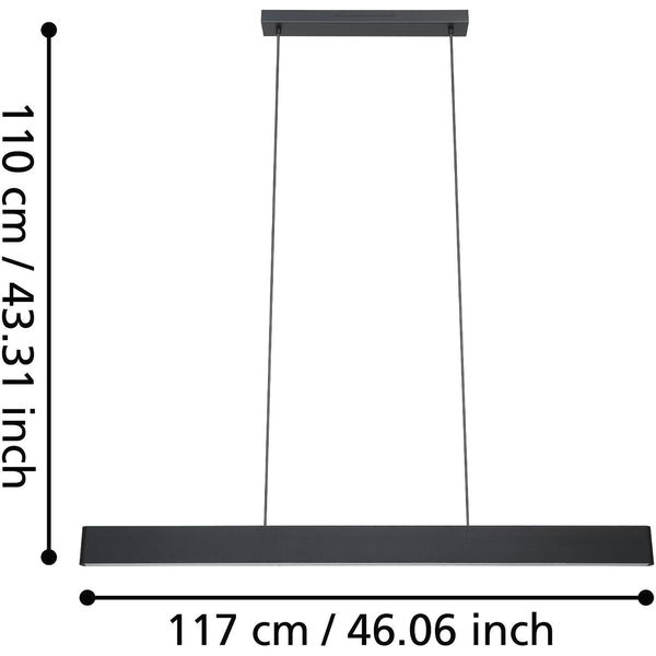 Eglo Led Hängeleuchte 1170mm Andreas-Z – Pendelleuchte mit direkter- und indirekter Beleuchtung schwarz