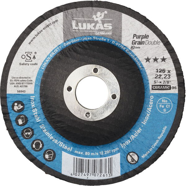 Lukas Schleifscheibe 125 mm Purple Grain Double für Hartmetall – Korn 36