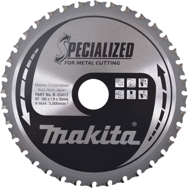 Makita Kreissägeblatt 185mm – Sägeblatt mit 36 Zähnen Schnittbreite 1,9mm für Holz, Baustoffplatten und weiche Kunststoffe, HW