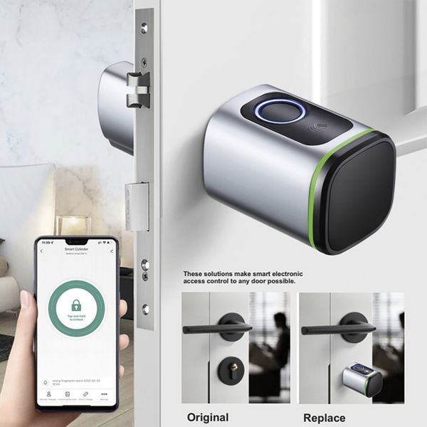 Marchesi Elektronischer Einbaudoppelzylinder Office mit Fingerprint – Zutrittskontrollsystem, schwarz
