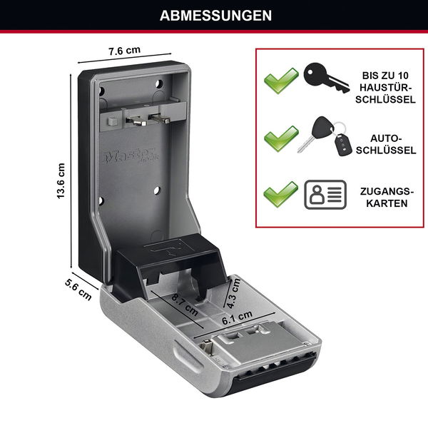 MASTER LOCK Schlüsselsafe 5481 EURD Wandbefestigung, schwarz/grau