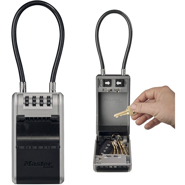 MASTER LOCK Schlüsselsafe 5482 EURD mit flexiblem Kabelbügel, schwarz/grau
