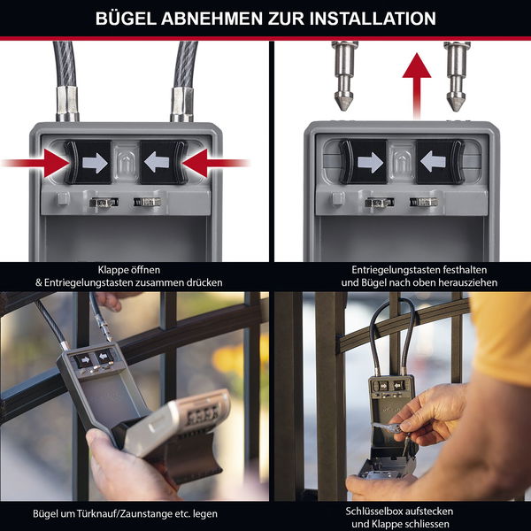 MASTER LOCK Schlüsselsafe 5482 EURD mit flexiblem Kabelbügel, schwarz/grau