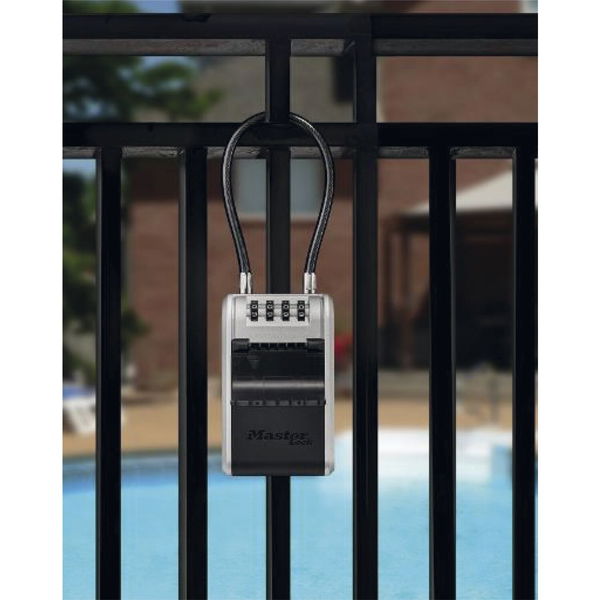 MASTER LOCK Schlüsselsafe 5482 EURD mit flexiblem Kabelbügel, schwarz/grau