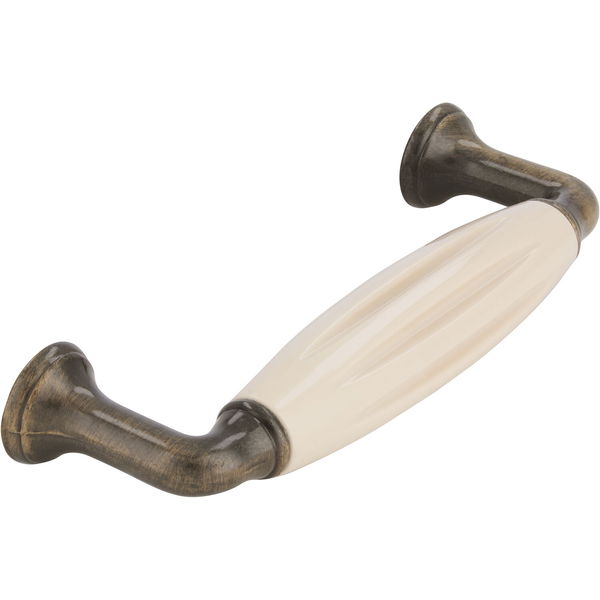 Griff Tajet LA 96,Breite 114 mm, Keramik beige/Zinkdruckguss altmessing