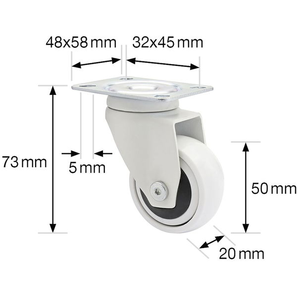 Wagner Lenkrolle Kunstoff-Rad 50 mm, Tragkraft 50 kg
