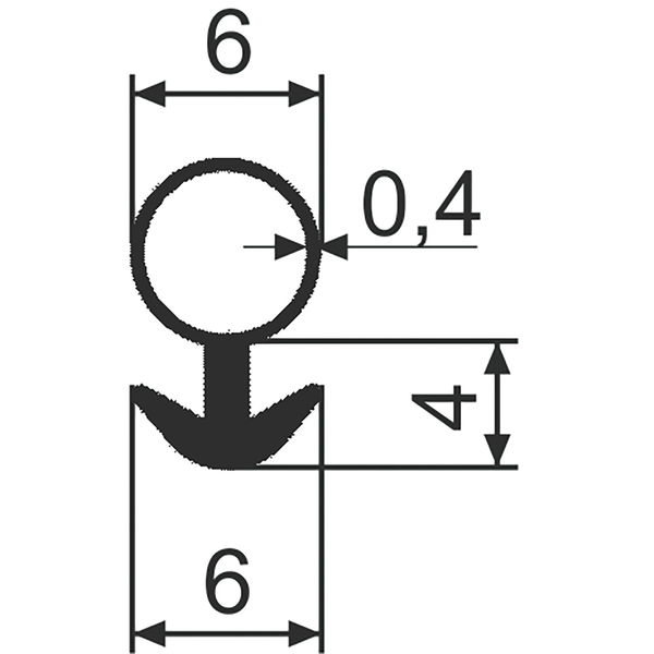 Silikon Dichtungsprofil 130.SP0641-2 zum Einfräsen, mit Ankersteg 6 mm