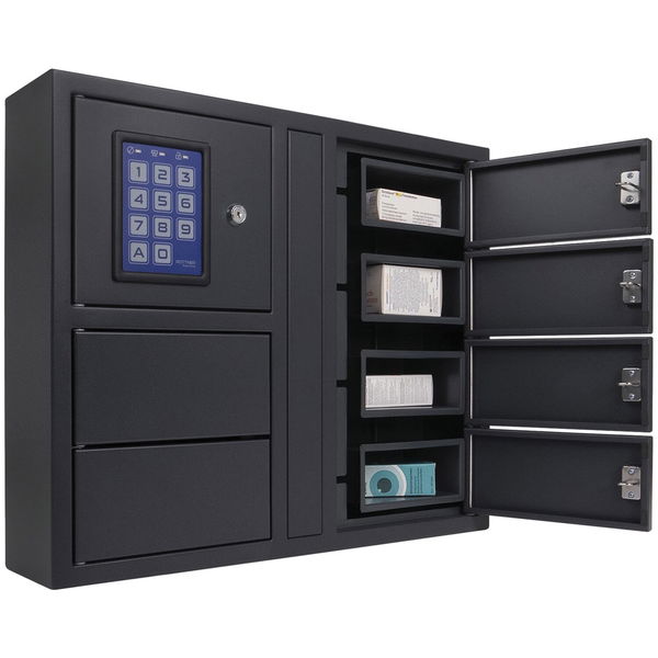 Rottner Schlüsseltresor mit Code – Schlüsselsafe mit 6 Fächer und beleuchtetem Display, Stahl anthrazit