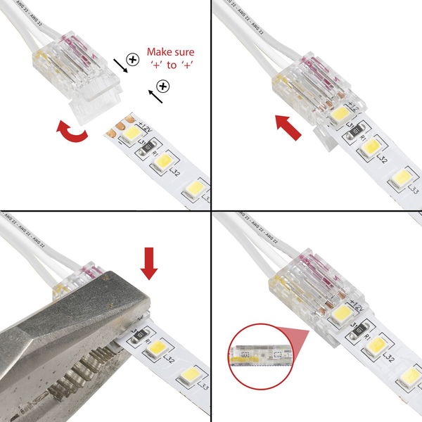 Siro LED Verbindungsleitung SL-DUO mit Clip 60mm 3-polig für 8mm breite LED Bänder MIT SMD-Chip