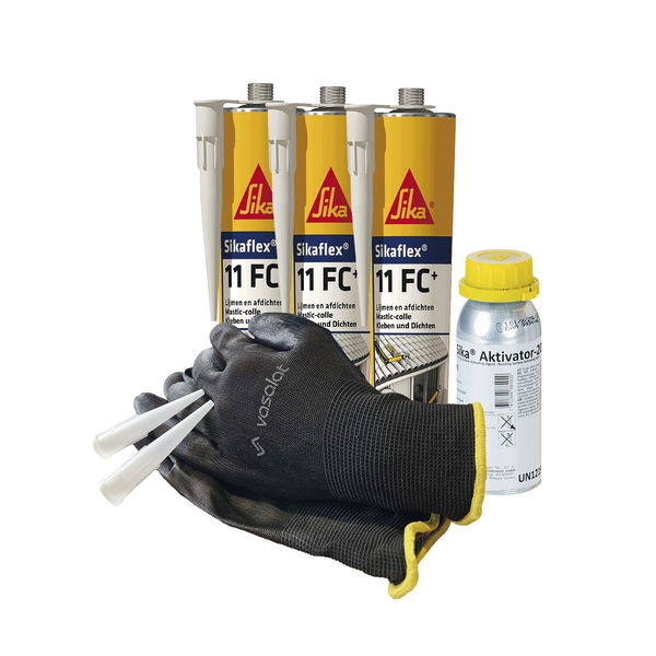 Sikaflex 11FC weiss, grau, schwarz mit Aktivator für Aluminium & Stahl Abdichtung