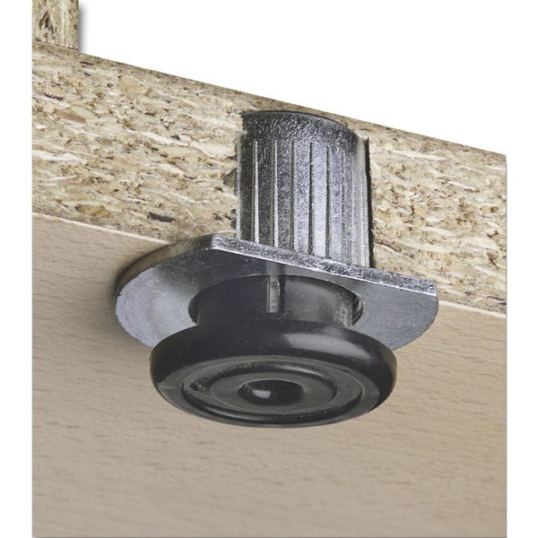 Höhenversteller zum Einbohren 304,  ø28, Tragkr.400KG, Zamak blank/KS schwarz
