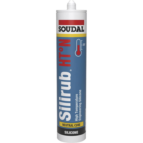 Soudal Hochtemperatur Silikon Silirub HT-N, hitzebeständiges Silikon bis 280 Grad, neutralvernetzend, schwarz 300ml