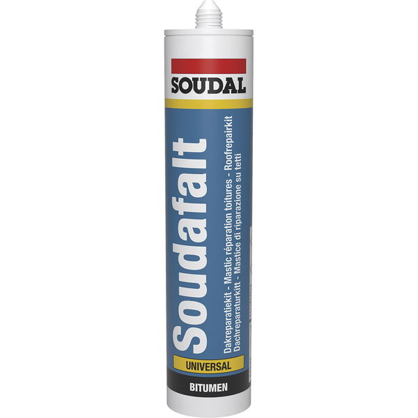 Soudal Bitumen Dichtmasse Soudafalt für bituminöse Untergründe, Bitumenkleber ideal zur Notfallreparatur, 310ml schwarz