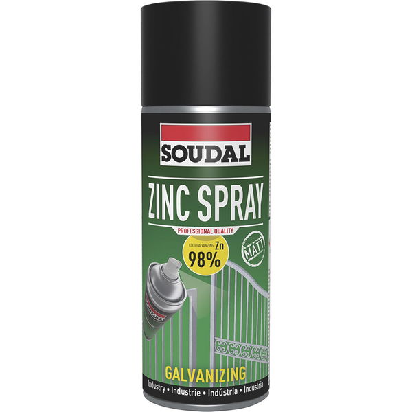 Soudal Zinkspray Rostschutz – Zink Spray zum Kaltgalvanisieren, dunkel 400ml