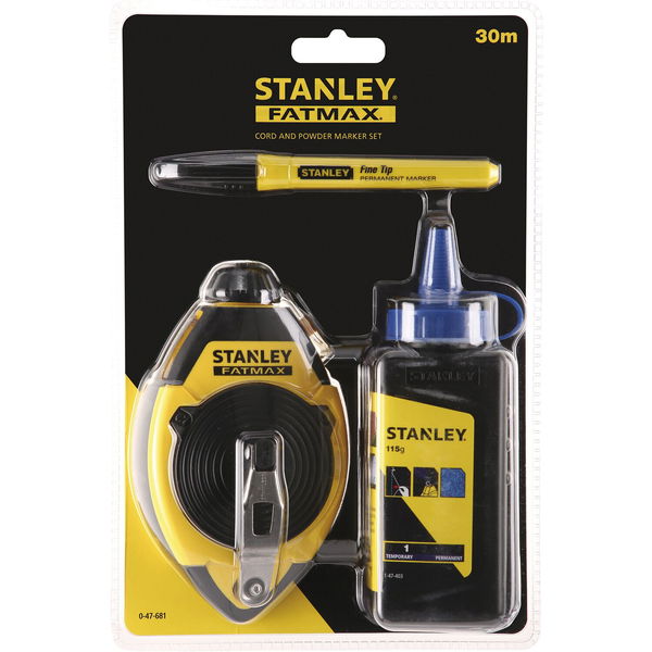 STANLEY Schlagschnur-Set Fatmax 30 m + Farbkreide und Permanent Marker