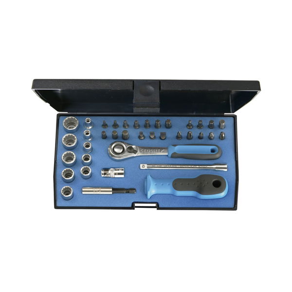 GEDORE Steckschlüssel-Satz D20KMU 1/4″vierkant mit Umschaltknarre 37-teilig