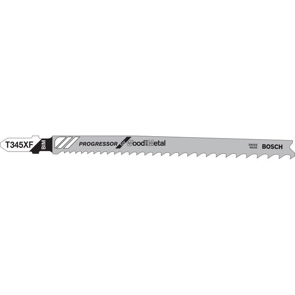 Bosch T345XF Stichsägeblätter für die Bearbeitung von Holz- und Metall 5 Stück