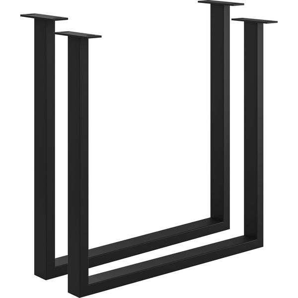 Tischkufe Etsi U-Form 700 mm Stahl schwarz pulverbeschichtet strukturiert – RAL 9005 – mit Verstellgleiter – 2er-Set