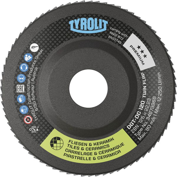 TYROLIT Schleiflamellenteller TwinFlap D/C Premium*** gekröpft Ø 125 mm