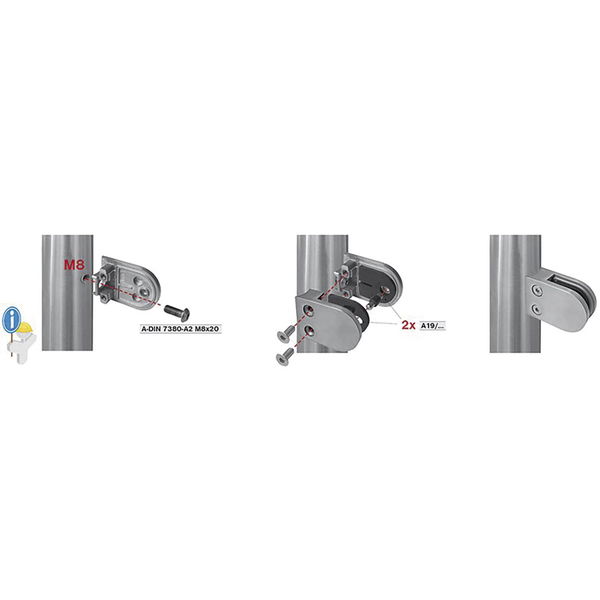 ECONOMY Glasklemmbeschlag für Rundrohr 33,7 mm, f. Glas o. Blech,Edelstahl V2A