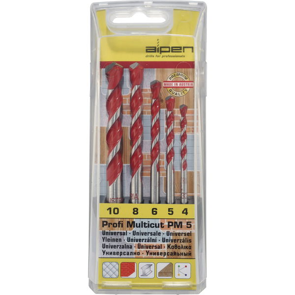 ALPEN HM-Universalbohrer-Satz Profi Multicut Bohrer ø 4-10 mm 5-teilig