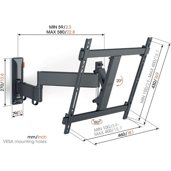 VOGEL’S TV-Wandhalterung Comfort TVM 3445 schwarz