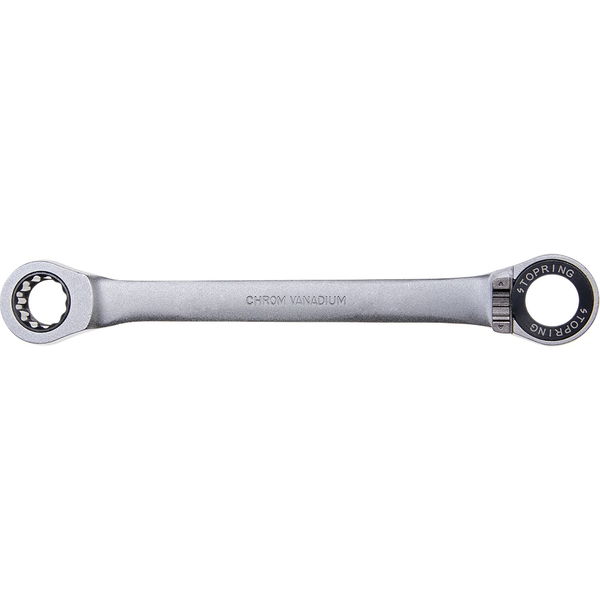WGB Doppelring-Ratschenschlüsselsatz 295 RT/5 – 5-teilig, gekröpft, verchromt, Stopring, Rolltasche, Chrom-Vanadium Stahl