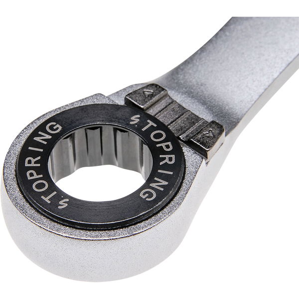 WGB Doppelring-Ratschenschlüsselsatz 295 RT/5 – 5-teilig, gekröpft, verchromt, Stopring, Rolltasche, Chrom-Vanadium Stahl