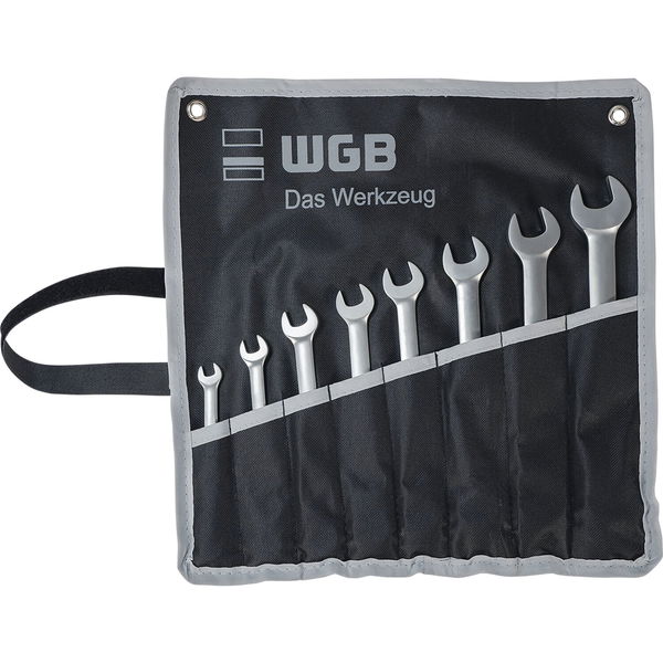 WGB Maulschlüssel-Satz mit Ringratsche 9235 RT/5 – 5-teilig gekröpft, Stopring, Rolltasche, Chrom-Vanadium Stahl