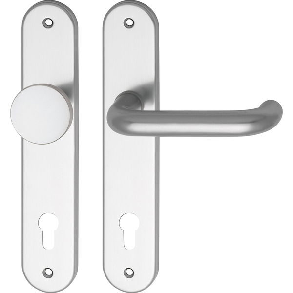 Türbeschlag WG 1700L Wechselgarnitur | Türgriff für Innentür  auf Schild PZ 88 | Aluminium silber