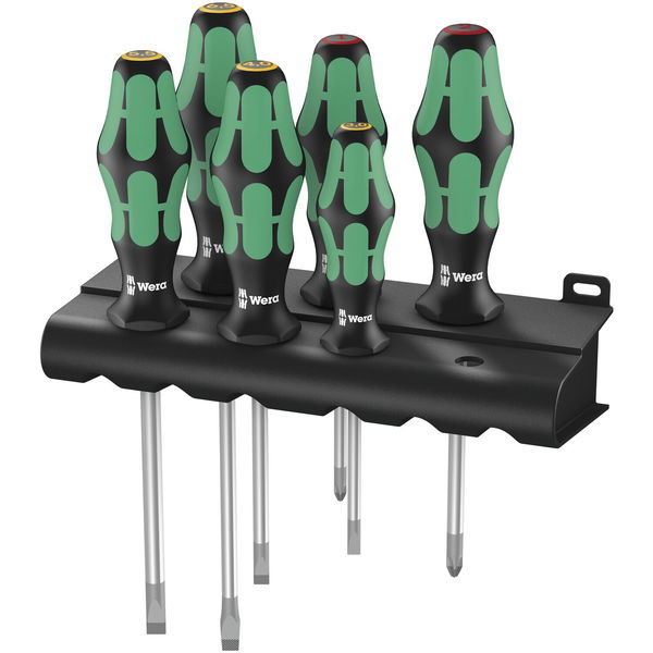 WERA Schraubendreher-Satz 334/6+Rack Schlitz/Phillips 6-teilig