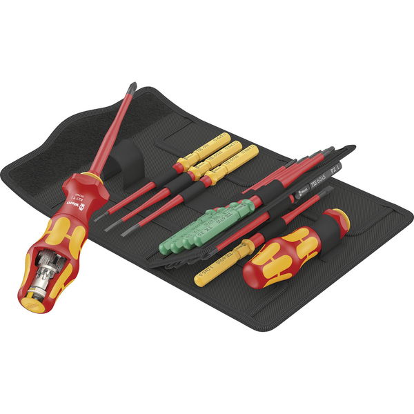 Wera Kraftform Kompakt VDE turbo Schraubendreher Set bis 10.000V Wechselklingen Satz mit Handhalter, PH/PZ/PZS/TX – 16-teilig