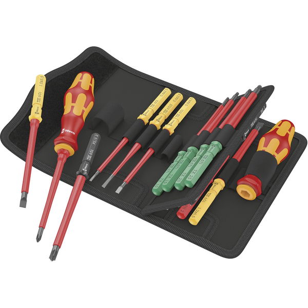 Wera Kraftform Kompakt VDE universal Schraubendreher Set bis 10.000V Wechselklingen Satz mit Handhalter, PH/PZ/PZS/TX – 17-teilig