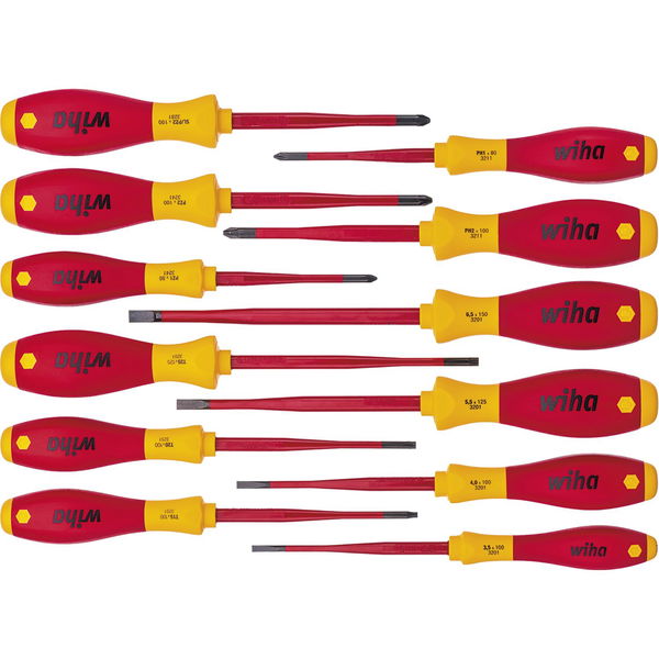 WIHA Schraubendreher Set SoftFinish VDE Schlitz/Phillips/PZ/Torx®12-tlg.