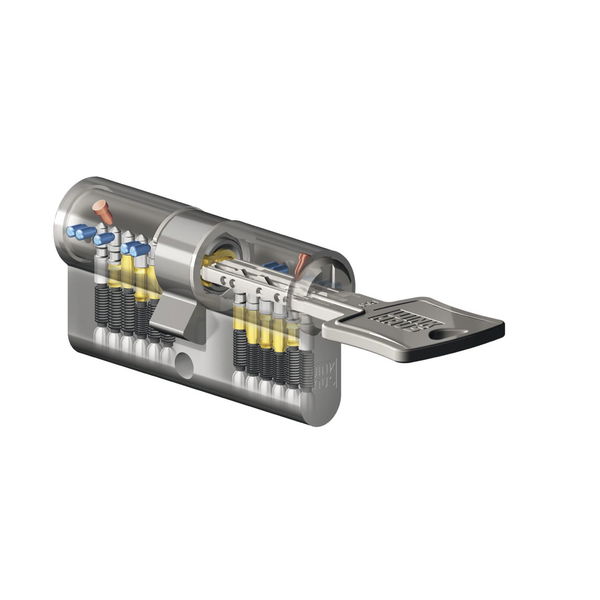 Einbaudoppelzylinder key Tec N-Tra  Messing vernickelt matt