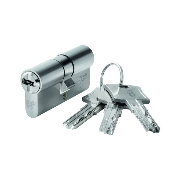 Einbaudoppelzylinder key Tec N-Tra  Messing vernickelt matt