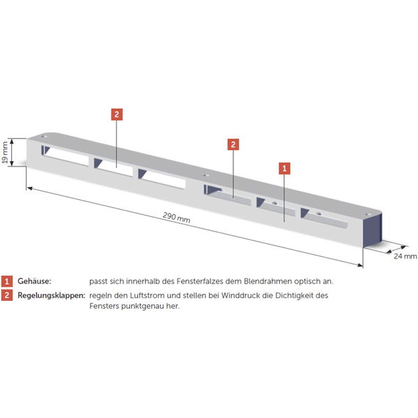Arimeo Fensterfalzlüfter classic T für Holzfenster zur Belüftung bei geschlossener Position, Fensterfalz Lüfter, Kunststoff weiß