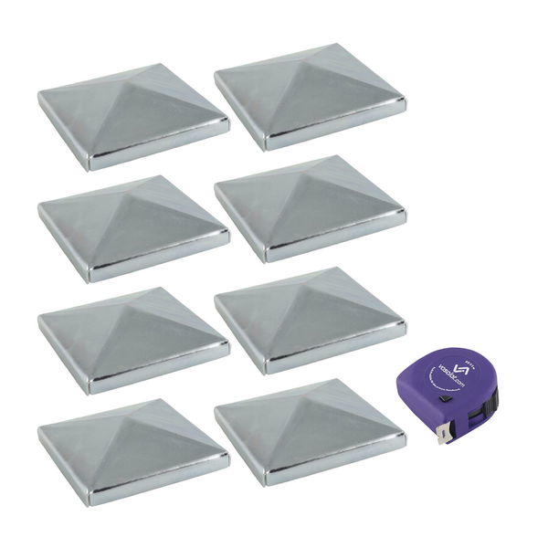 vasalat Pfostenkappe 8×8 cm – Pfosten Abdeckkappen – Pfostenabdeckung Stahl verzinkt – 8 Stück