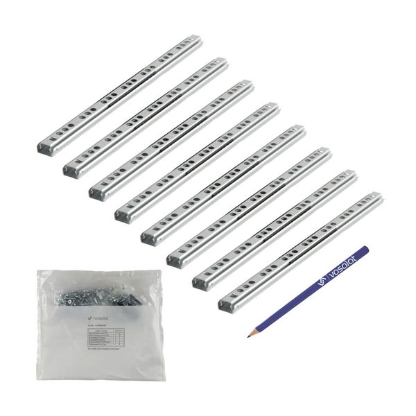 vasalat Kugelauszug Schubladenschienen 214 mm 17 mm Nut Nut – Teilauszug Schienen für Schubladen, Schubladenauszüge für die Seitenmontage, Stahl verzinkt 8 Stück