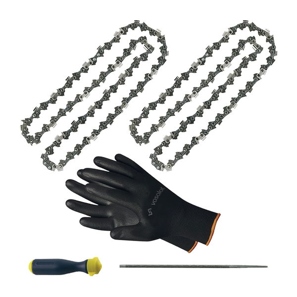 Kettensäge Zubehör – 2x Sägekette 40cm Ersatzkette + Feilenheft mit Feile 4mm