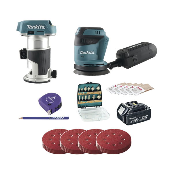 Makita Akku-Exzenterschleifer DBO180Z und Einhandfräse DRT50Z SETs