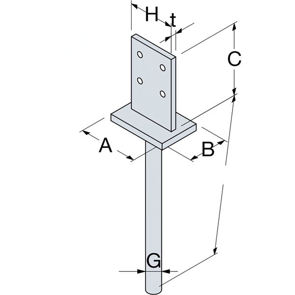 Simpson PIG-B Pfostenträger (Stützenfuß) Länge 90 mm Pfostenschuh feuerverzinkt