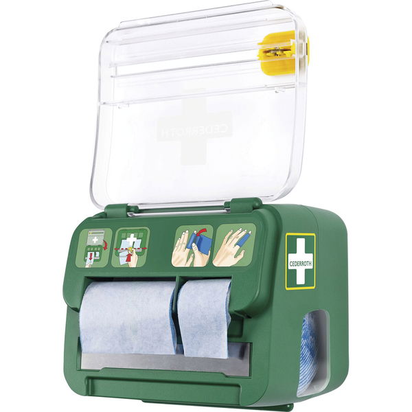 Cederroth Soft Foam Bande Erste Hilfe Box – Wundschnellverband, 2-in-1-Spender, wasserfest, blau
