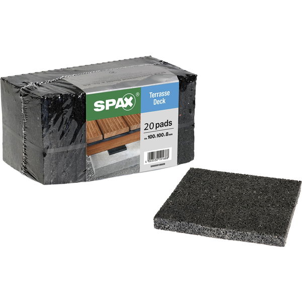 Spax Terrassenpads 8mm – Gummigranulat Pads zum Schutz vor Bodenfeuchte der Terrassen Holzkonstruktion, Anti Rutsch Pads – 20 Stück je Packung