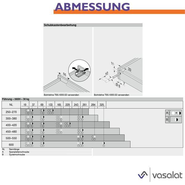 Blum Tandem Vollauszug Set, Schubladenauszug 420mm Blumotion mit praktischer Blum Kupplung, Schubladenführung Tragkraft 30kg – 1 Paar Schubladenschienen mit Kupplung