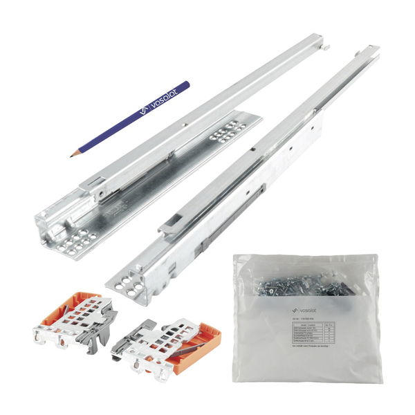 Blum Tandem Teilauszug Set, Schubladenauszug 550mm Blumotion mit praktischer Blum Kupplung, Schubladenführung Tragkraft 30kg – 1 Paar Schubladenschienen mit Kupplung