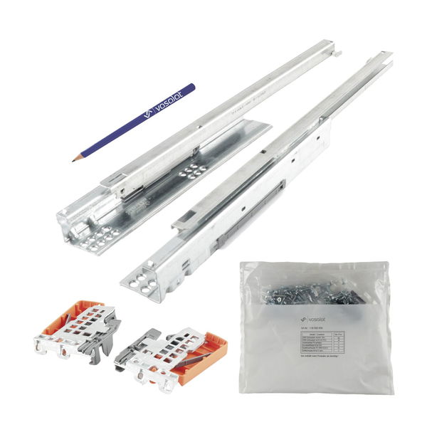 Blum Tandem Teilauszug Set, Schubladenauszug 450mm Blumotion mit praktischer Blum Kupplung, Schubladenführung Tragkraft 30kg – 1 Paar Schubladenschienen mit Kupplung