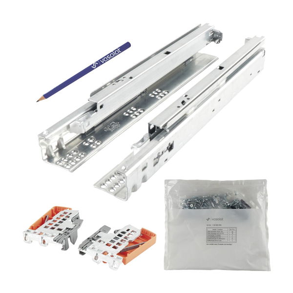 Blum Tandem Vollauszug Set, Schubladenauszug 420mm Blumotion mit praktischer Blum Kupplung, Schubladenführung Tragkraft 30kg – 1 Paar Schubladenschienen mit Kupplung