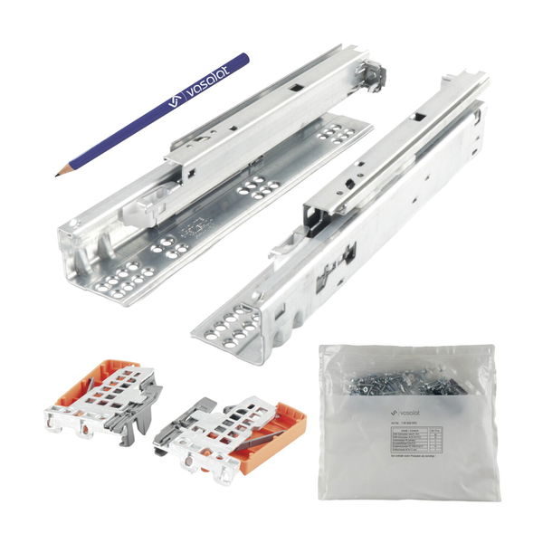 Blum Tandem Vollauszug Set, Schubladenauszug 250mm Blumotion mit praktischer Blum Kupplung, Schubladenführung Tragkraft 30kg – 1 Paar Schubladenschienen mit Kupplung