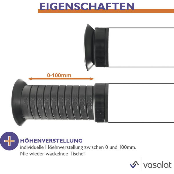 vasalat Tischfüße CAMAR höhenverstellbar 700-1200 mm | ø 60 mm